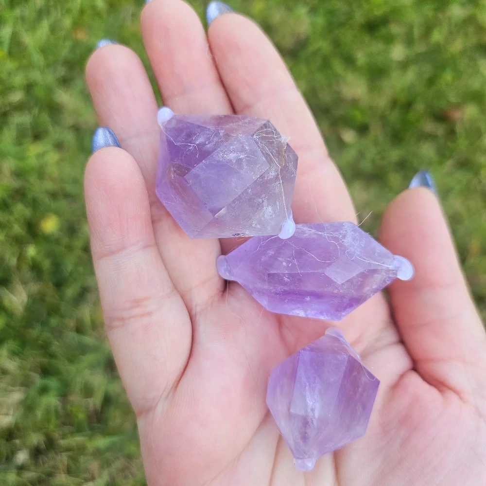 3 amethyst double points - Picture 3 of 5